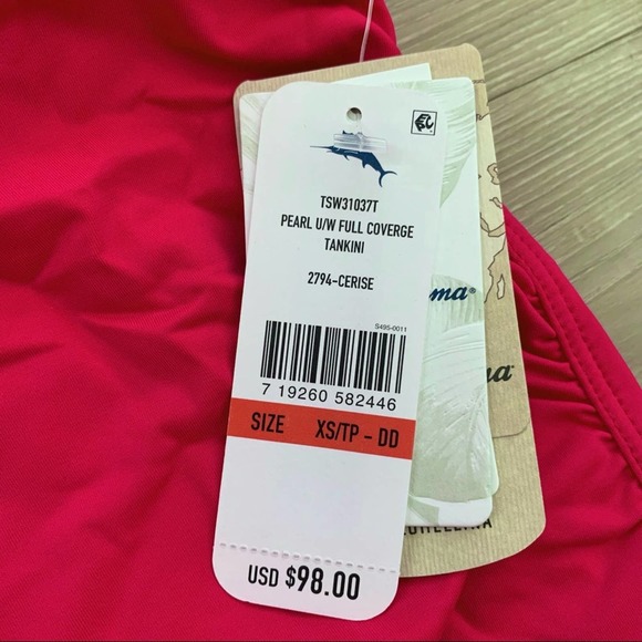 Tommy Bahama Pearl Underwire Full Coverage Tankini Top in Cerise XS - DD Cup - Picture 3 of 5